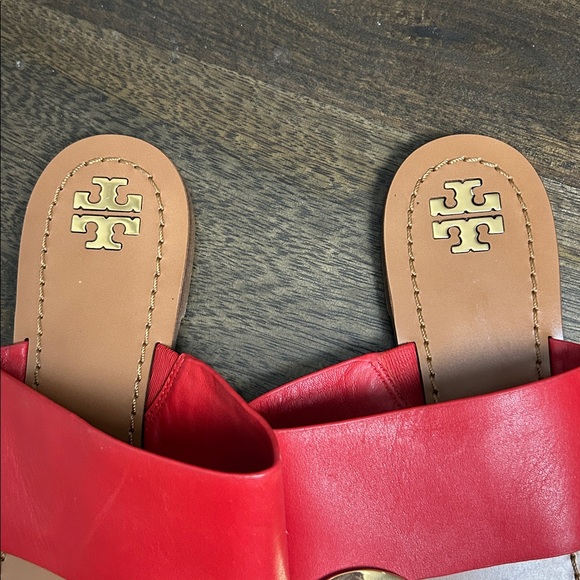 Tory Burch Red Sandals with Gold Accents - Picture 6 of 11